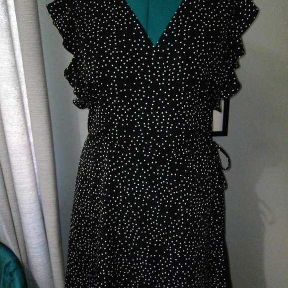 Urban Outfitters Josey Polka Dot Mini Wrap Dress Sz XL - Picture 8 of 16